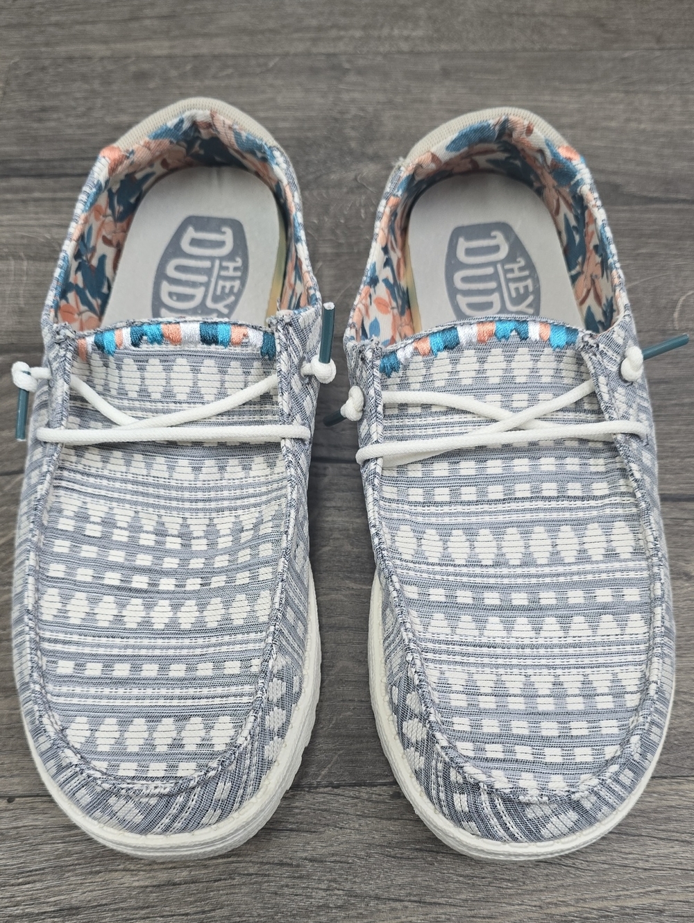 Hey Dude Women's Blue & White Patterned Slip-On Sneakers